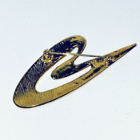 Vintage 1990s Art Deco Brooch Pink Aqua Gold - Picture 4 of 4